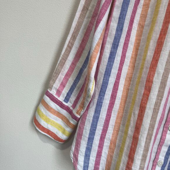 Talbots Petite Striped Linen Button Down Shirt 100% Linen Size M Petite - Picture 4 of 10